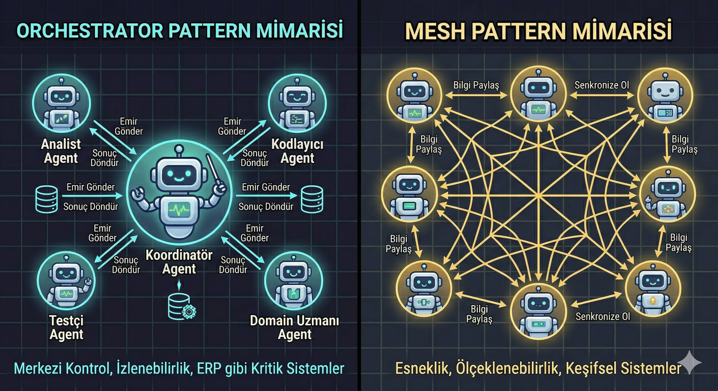 Orchestrator vs Mesh Pattern
