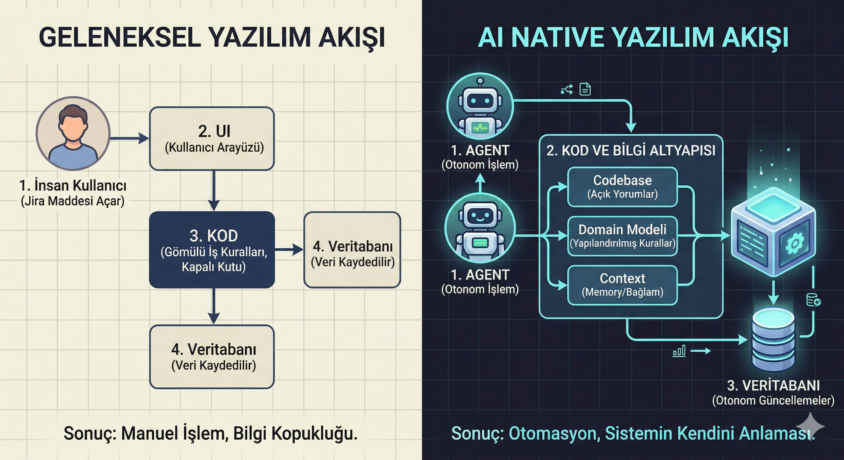 Geleneksel Sistemler vs AI Native Sistemler